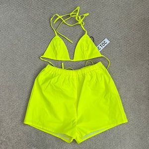 iHeartRaves neon top and shorts set